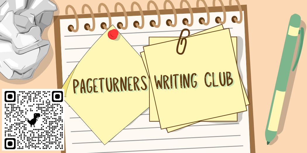 Banner for the pageturners writing club. Click to open discord server link in new tab.